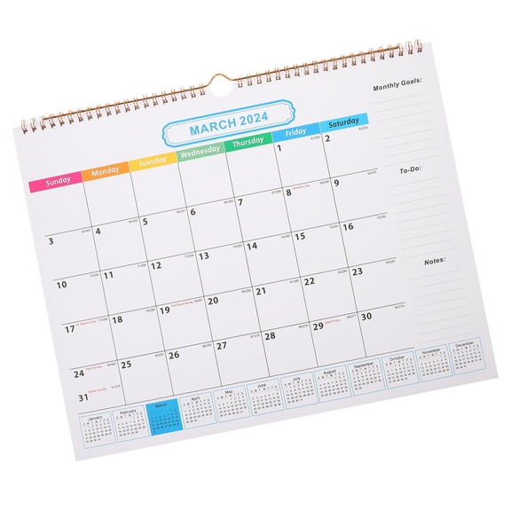 LULULION Assorted Color Year Wall Calendar with Notepad Design for Daily Use and Appointment Tracking