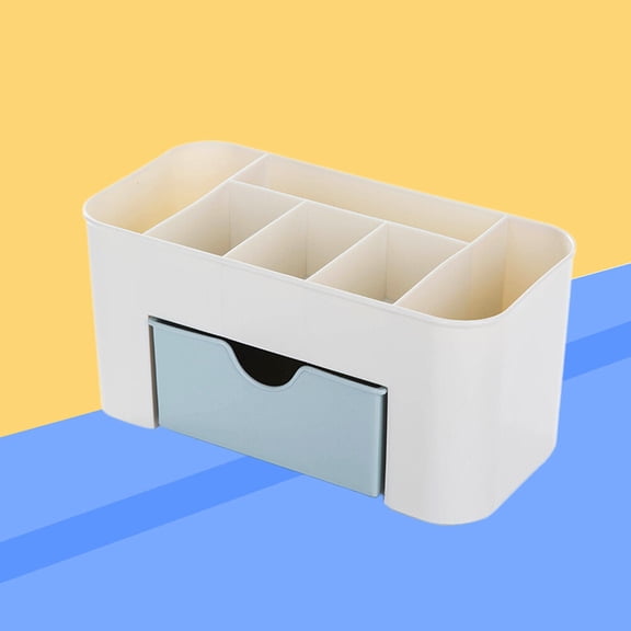 LULULION Blue Desktop Cosmetic Box Made of Durable PP Material with Drawers for Makeup and Accessories