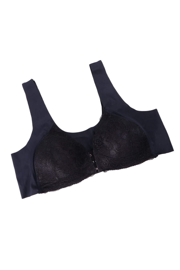 No Steel Ring Seamless One Piece Bra Front Buckle Soft Comfortable Black