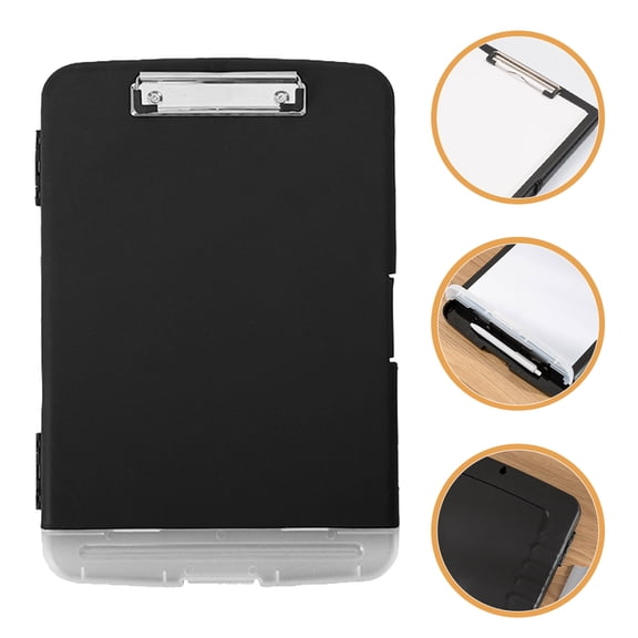 LULULION Black A4 Clipboard File Folder Plastic Portable Document Holder Lightweight Waterproof Storage