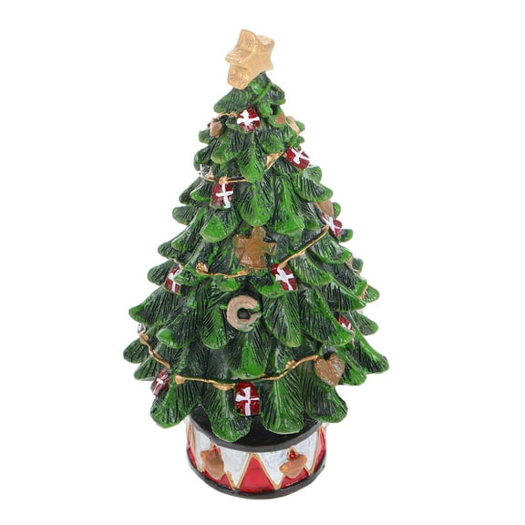 LULULION Pine Tree Decor Mini Christmas Tree Figurine Green Resin Desktop Decorations For Holiday Seasons 1Pcs