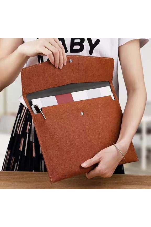 Document Bag Briefcase Brown Color Large Capacity 1Pcs