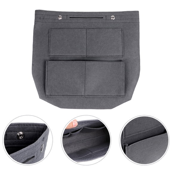 LULULION Grey Felt Storage Pouch Large Capacity Multipurpose Bag with Concealed Button Compartments