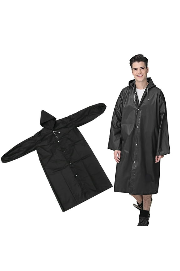 Rain Poncho Raincoats for Adults Black Waterproof for Outdoor Activities 1Pack