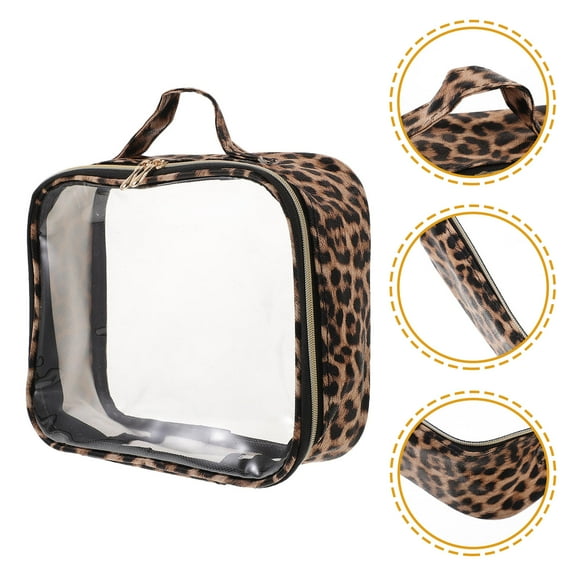 LULULION Travel Makeup Cases for Women Leopard PU Large Capacity Toiletry Bag 1Pcs