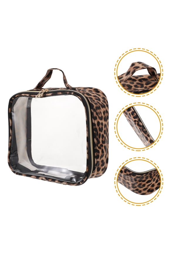Travel Makeup Cases for Women Leopard PU Large Capacity Toiletry Bag 1Pcs
