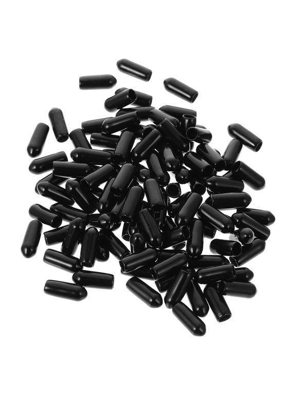 100Pcs DIY Headband Parts Black Rubber End Covers for Hair Hoops Cushioning Protection