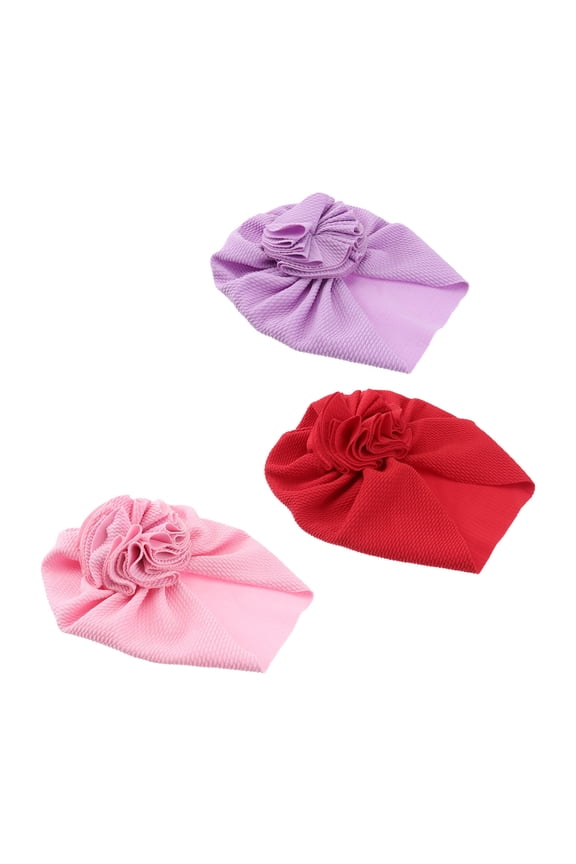 Turbans for Women Elastic Cotton Headscarf for Hair Protection 3pcs Red Bean Paste