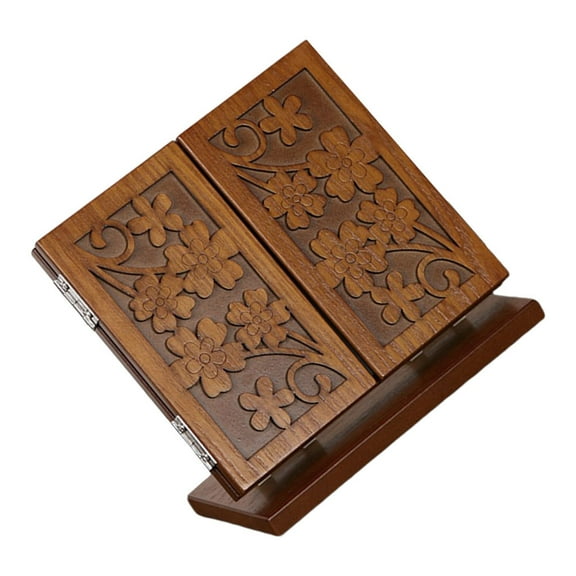 LULULION Desktop Makeup Mirror Foldable Three-Sided Wood Carve for Home Use 1Pc