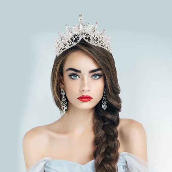 LULULION Retro Style Hair Crown Tiara Crown Decorative Alloy Silver 1Set for Special Occasions