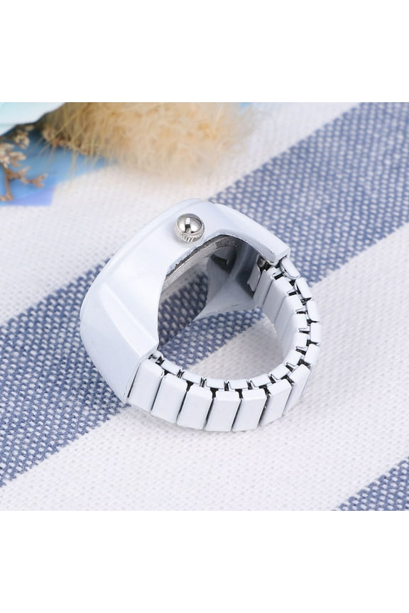 Ring Watch For Women And Men, Unisex Finger Watch Round Jewelry Unisex Finger Ring Quartz Watch Ring For Christmas Valentines Day Birthday Graduation (White)