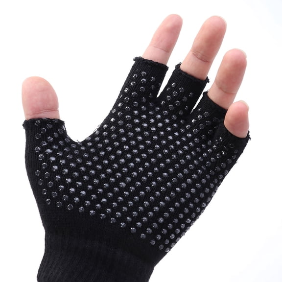 LULULION Black Non Slip Gloves and Yoga Socks with Elastic Fit and Silicone Pads for Stable Workouts
