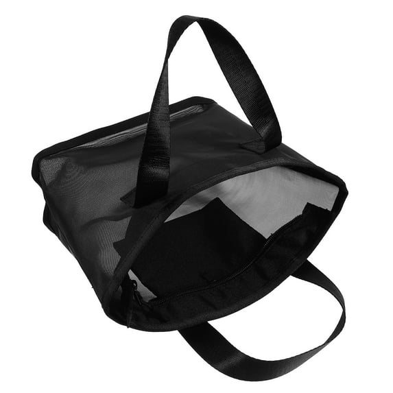 LULULION Compact Black Mesh Makeup Organizer Bag Breathable Toiletry Bag with Zipper Closure