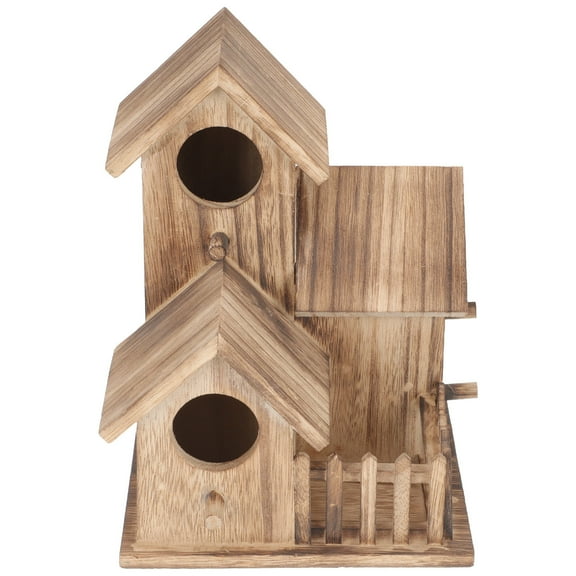 LULULION Outdoor Wooden Bird Nesting Cottage Suitable for Small Birds Brown