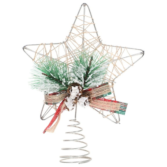 LULULION Tree Topper for Small Tree Christmas Star Topper Ornament Green Fabric 1Set