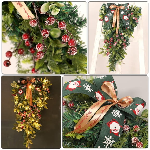 LULULION Multi Color Christmas Door Gar Artificial Eucalyptus Leaf Candy Cane Wreath