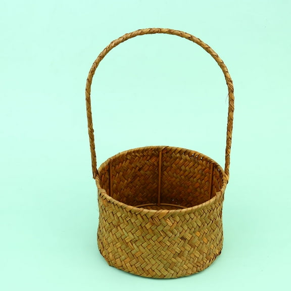 LULULION 1Pack Handmade Flower Basket Woven Material Storage Basket for Office Decorators