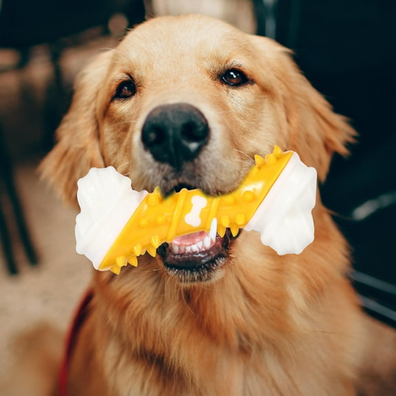 LULULION Tough Chewer Dog Toy Training TPR Yellow Destructive Behavior Prevention 1Pack