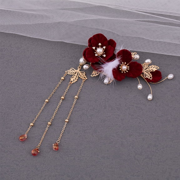 LULULION flower tassel design spring clip Hair Clip Zinc Alloy Tassel Women Wedding 1Pack