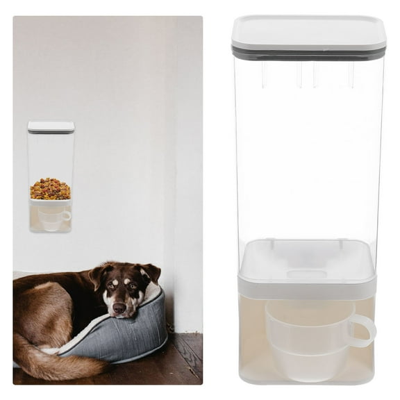 LULULION Transparent Plastic Pet Food Storage Container with Cup Airtight Design for Dog Cat Bird 4.5L