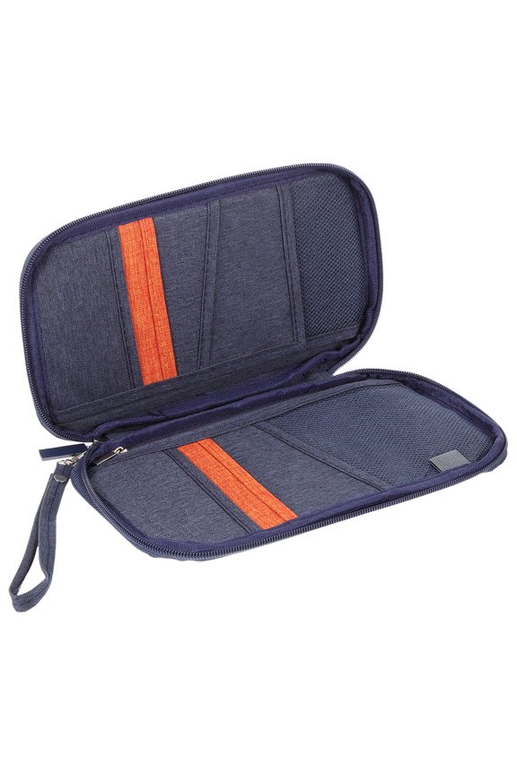 Navy Passport Wallet Portable Holder for Travel Document Card Organizer with Durable Lightweight Design