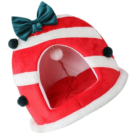 LULULION Kitten Beds Christmas Cat Bed Red Fabric 1Pack for Home Living Room