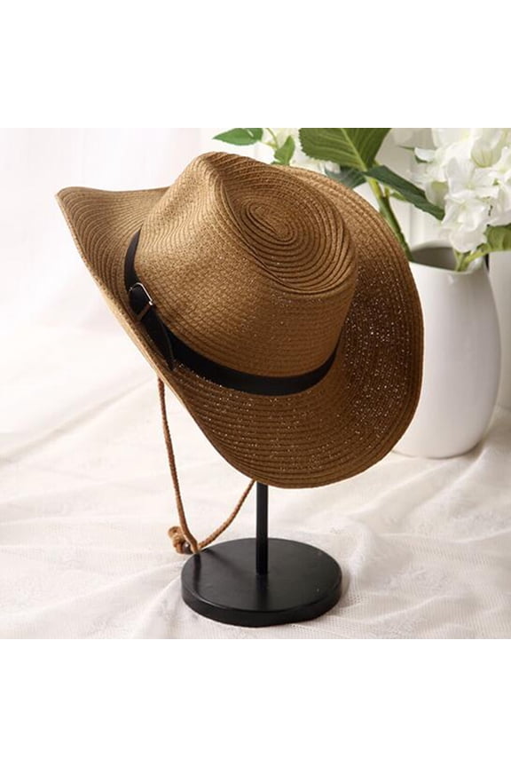 Western Straw Hat UV Protection Natural Style 1Pcs