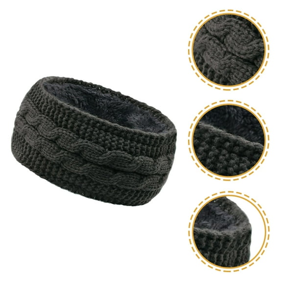 LULULION Warm Dark Grey Crochet Winter Headwrap Ear Warmer Knitted Hair Accessory