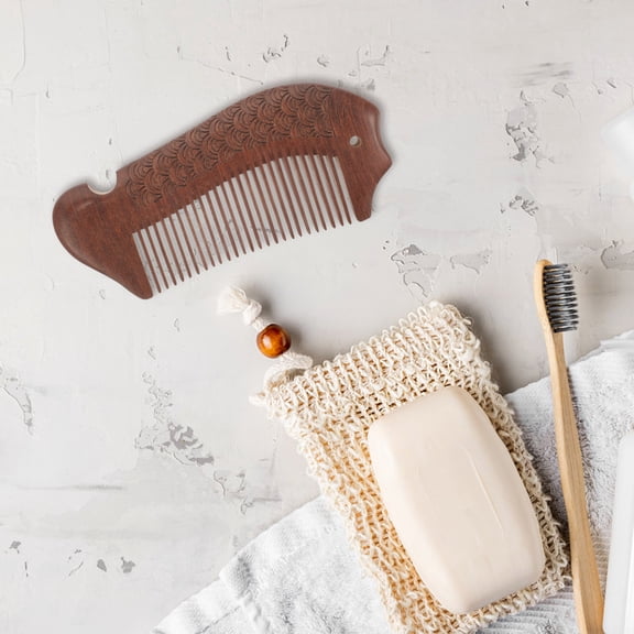 LULULION Wooden Fine Tooth Comb Brown for Hair Styling and Detangling