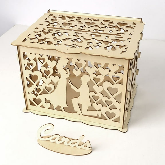 LULULION Wood Wedding Box in Beige for Flower Card Gifts and Wedding Celebrations