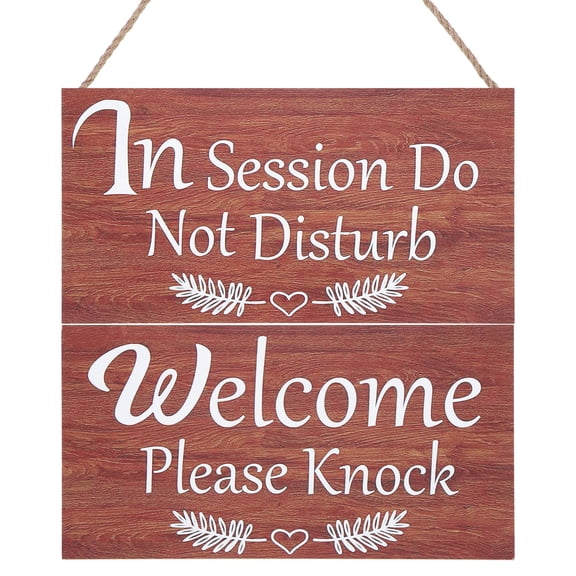 LULULION Office Do Not Disturb Sign Reversible Sign Brown Wood 1Pcs Farmhouse Style