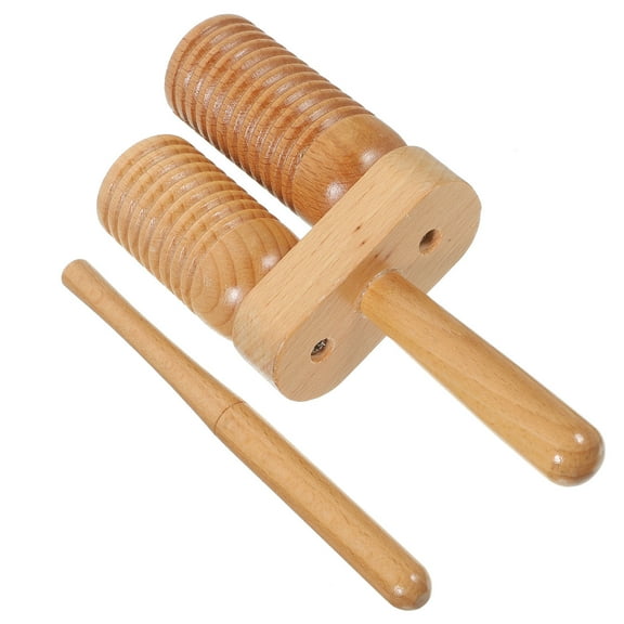 LULULION Classroom Instruments Wooden Block Percussion Light Brown 1 Set Beech Wood