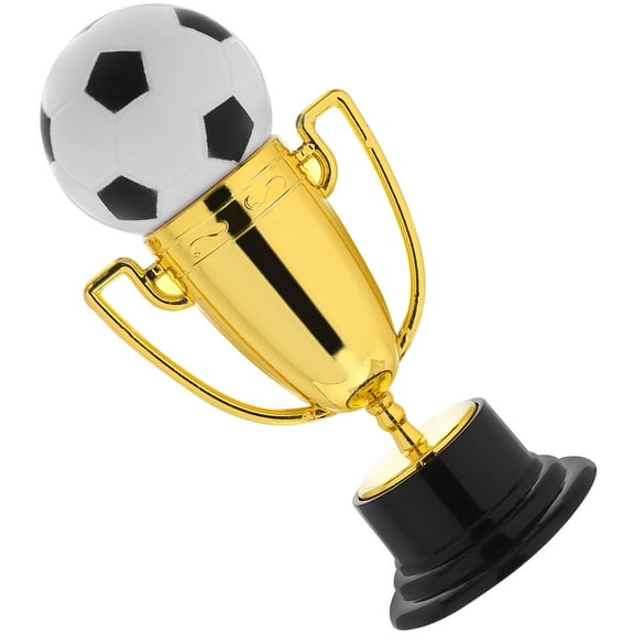 LULULION Yellow Plastic and PU Trophy for Kids with Special Shaped Statue and DIY Base 1 Set