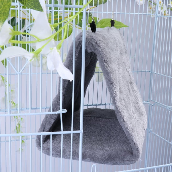 LULULION Warm Grey Pet Hammock Bed for Parrots Hanging Climbing Bed with Hooks