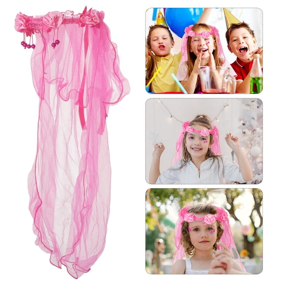 LULULION Rosy Floral Wreath Wedding Veil with Lace Tulle and Lightweight Hair Hoop for Weddings and Parties