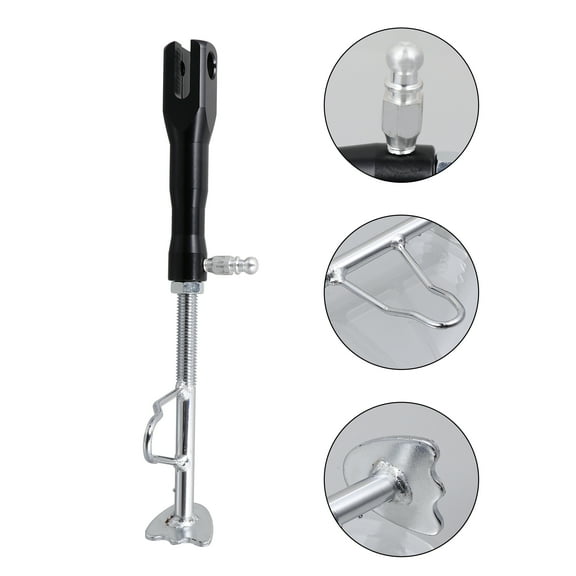 LULULION Adjustable Black Metal Motorcycle Kickstand Stand Support for Motorbike