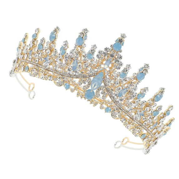 LULULION Rhinestone Crown Bridal Tiara Rhinestone Crown Golden Alloy Crystal 1Set