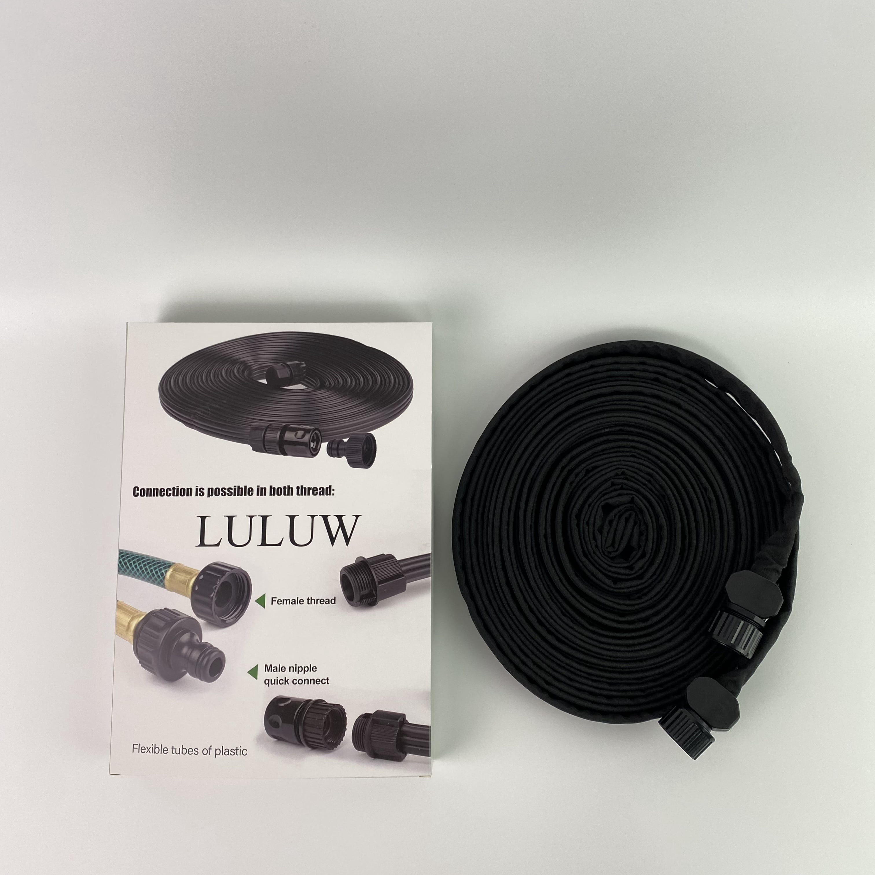 LULUW Flexible tubes of plastic, not of metal,25 50 75ft 50ft*2 1/2" Linkable Consistent Drip Irrigation Hose Save 80% Water Leakproof Heavy Duty Double Layer Sprinkler Garden Hose with Holes (50FT)
