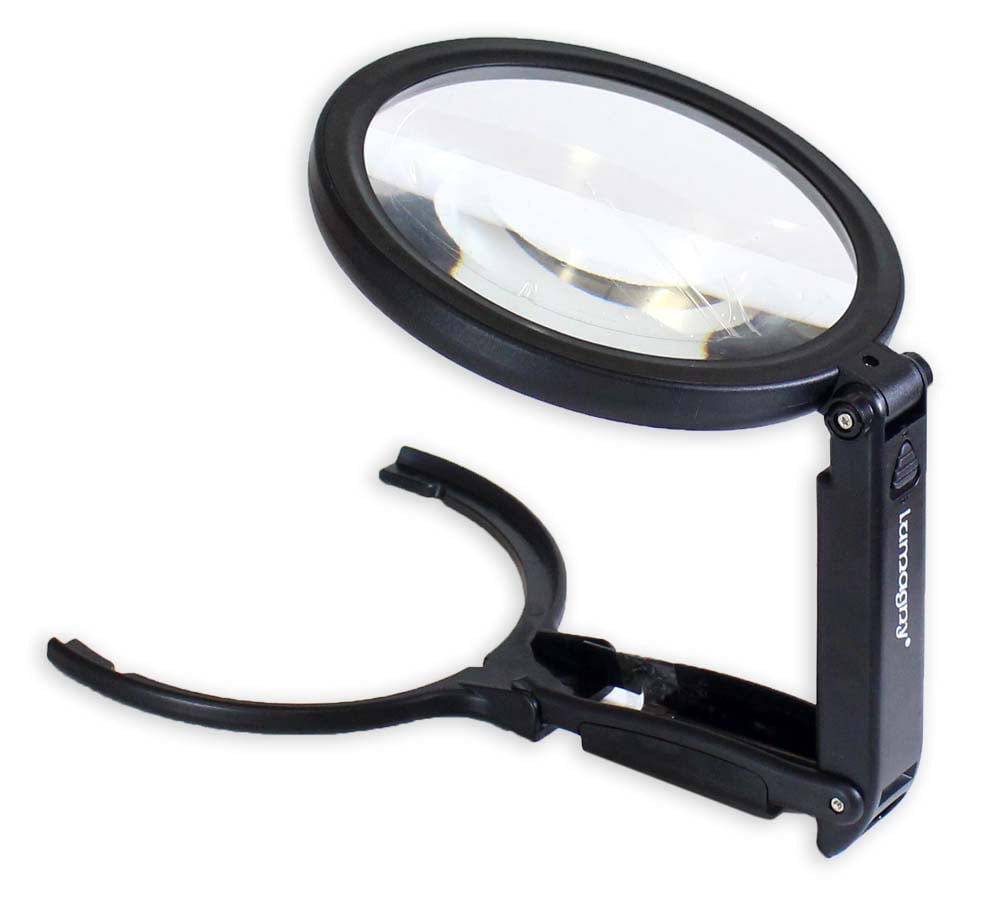 LUMAGNY 2X Jumbo LED Light Magnifier | 5" Lens | Adjustable Folding Stand for Hands-Free Operation | Ideal for Needlework, Reading, and Detailed Work | Bright LED Illumination