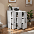 thumbnail image 1 of LUMAMIN File Cabinet with 3 Pulled Out Doors, Slide Out Filing Cabinet with Wheels, Multi-Functional Printer Stand Under Desk Storage for Office or Living Room, White, 1 of 10