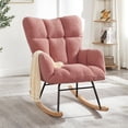 thumbnail image 1 of LUMAMIN Nursery Rocking Chair Teddy,  Teddy Fabric Rocking Chair with Tufted Backrest and Metal Frame, Upholstered Glider Chair for Living Room, Bedroom or Leisure Area, 1 of 12