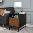 thumbnail image 1 of LUMAMIN Rustic Industrial End Table, Side Table Nightstand with Concealed Storage, Open Cubby & Wire Managemen for Living Room or Bedroom, Black Brown, 24 x 18 x 23.5 inches, 1 of 11