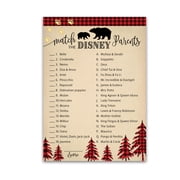 LUMBERJACK Baby Shower Game   CARTOON PARENT MATCH Game   Pack of 25   Rustic Red Buffalo Plaid, Match Famous Cartoon Parents Fun Shower Activity, Lumber Jack Bear Star Kids Match Game G805-DPM