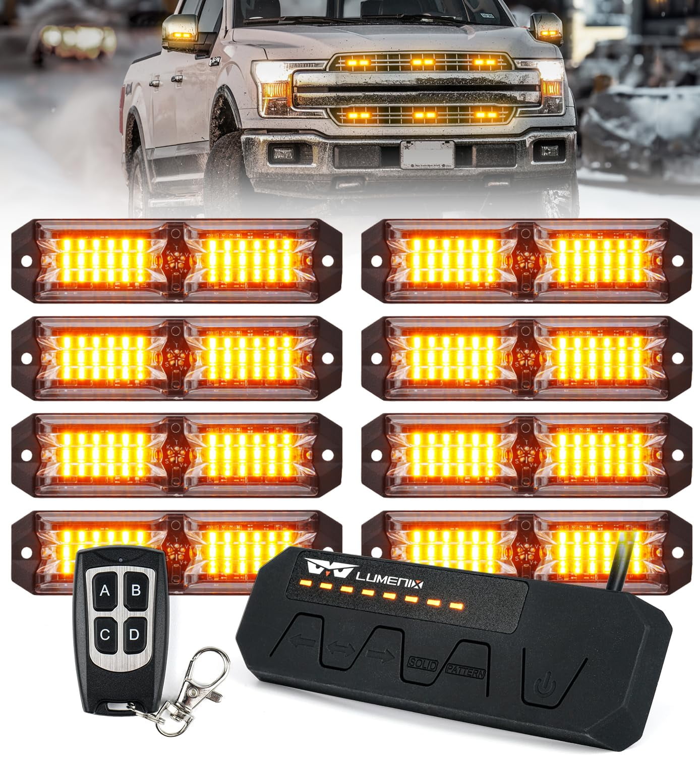 LUMENIX Grille Strobe Lights MMF7 Kits for Trucks w/Controller, LED