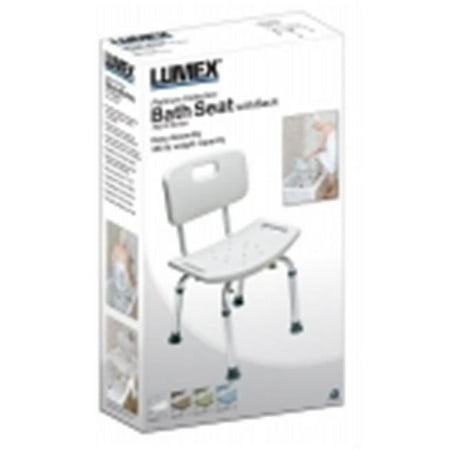 Lumex Platinum Collection Bath Seat Retail Packaging-With Backrest - Standard Grey - Each 1