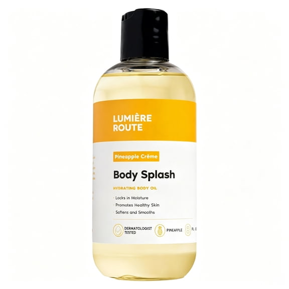 LUMIÈRE ROUTE Pineapple Crème Body Splash Oil, Fast Absorbing Non-Greasy Moisturizer for Dry Skin, Plant-Based Jojoba Body Care