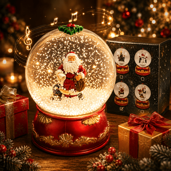 LUMIARTISAN 5.9" Musical Santa Snow Globe Lighted Christmas Decor