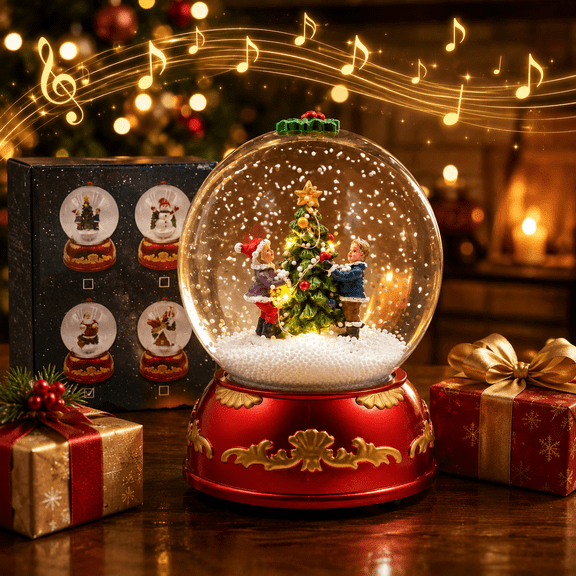Lumiartisan Musical Snow Globe, Lighted Christmas Tree, 1 Pack, 5.9 in