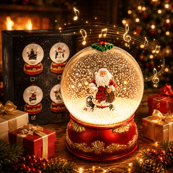 LUMIARTISAN Santa Snow Globe, Lighted Musical Decor, 1 Pack, 5.9 in