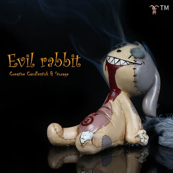 LUMIARTISAN Gothic Rabbit Resin Figurine Desk Decor - Gothic Fantasy Style - Beige